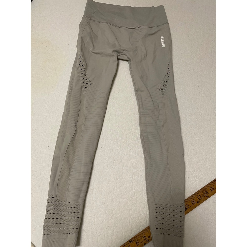 Gymshark Energy+ Seamless Leggings Taupe Gray High Waisted Eyelet Mesh Womens